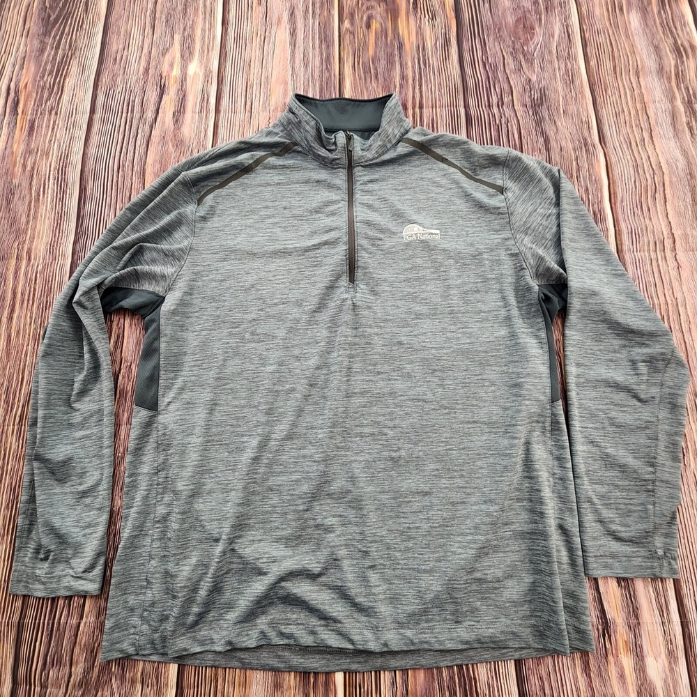 PGA National Tennis Gray Long Sleeve 1/4 Zip Windbreaker Men's XL
